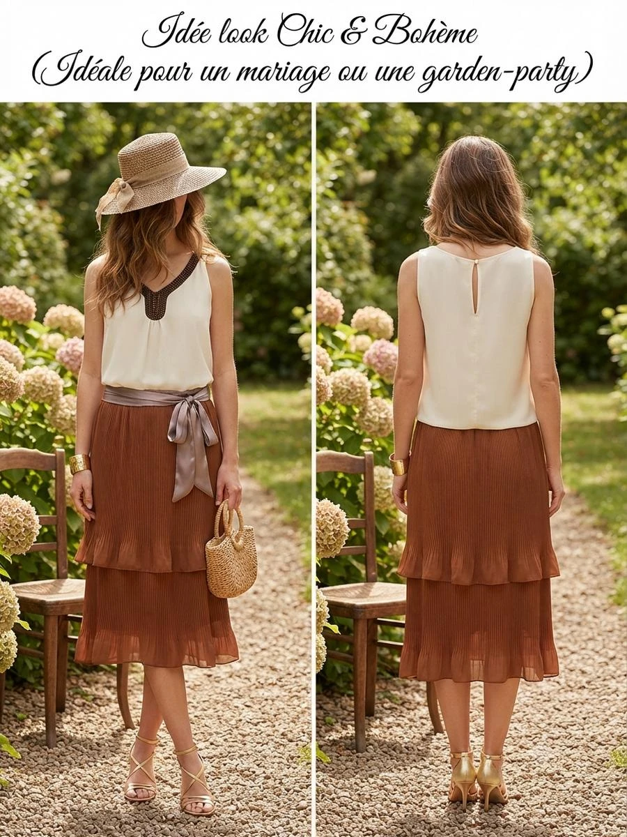 ✨ Schitterende Bohème-Chic Studio Classics Jurk - Parels & Geplooide Voile - Maat 40 ✨ – photo 8